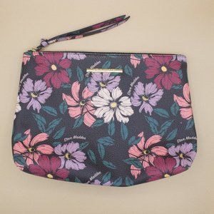 Steve Madden Dark Floral pebble textured Zipper Make up bag